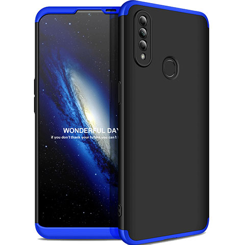 Funda Dura Plastico Rigida Carcasa Mate Frontal y Trasera 360 Grados M01 para Oppo A8 Azul y Negro