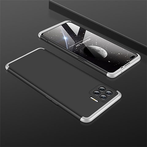 Funda Dura Plastico Rigida Carcasa Mate Frontal y Trasera 360 Grados M01 para Oppo F17 Pro Plata y Negro