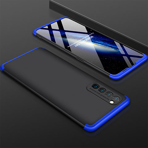 Funda Dura Plastico Rigida Carcasa Mate Frontal y Trasera 360 Grados M01 para Oppo Reno4 Pro 4G Azul y Negro