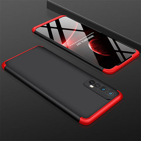 Funda Dura Plastico Rigida Carcasa Mate Frontal y Trasera 360 Grados M01 para Realme 7 Rojo y Negro