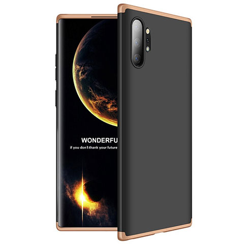 Funda Dura Plastico Rigida Carcasa Mate Frontal y Trasera 360 Grados M01 para Samsung Galaxy Note 10 Plus 5G Oro y Negro