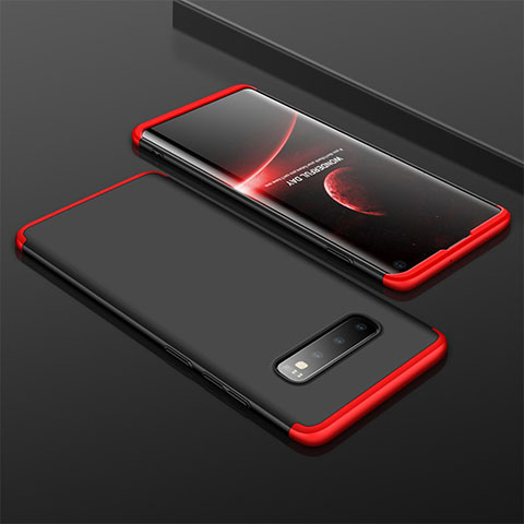 Funda Dura Plastico Rigida Carcasa Mate Frontal y Trasera 360 Grados M01 para Samsung Galaxy S10 5G Rojo y Negro
