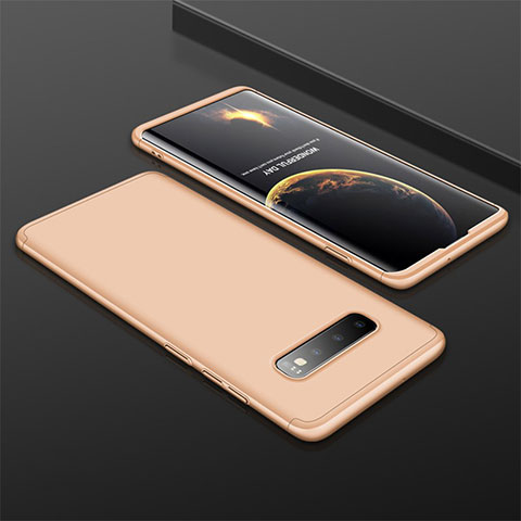 Funda Dura Plastico Rigida Carcasa Mate Frontal y Trasera 360 Grados M01 para Samsung Galaxy S10 Plus Oro