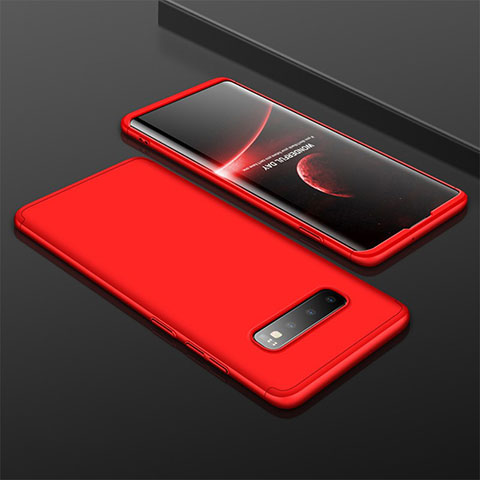 Funda Dura Plastico Rigida Carcasa Mate Frontal y Trasera 360 Grados M01 para Samsung Galaxy S10 Plus Rojo