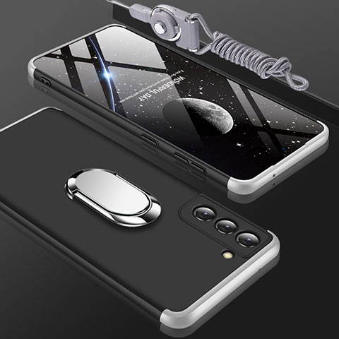 Funda Dura Plastico Rigida Carcasa Mate Frontal y Trasera 360 Grados M01 para Samsung Galaxy S21 5G Plata y Negro