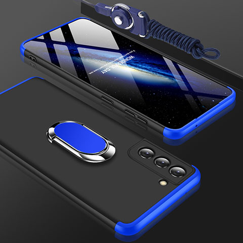 Funda Dura Plastico Rigida Carcasa Mate Frontal y Trasera 360 Grados M01 para Samsung Galaxy S21 Plus 5G Azul y Negro