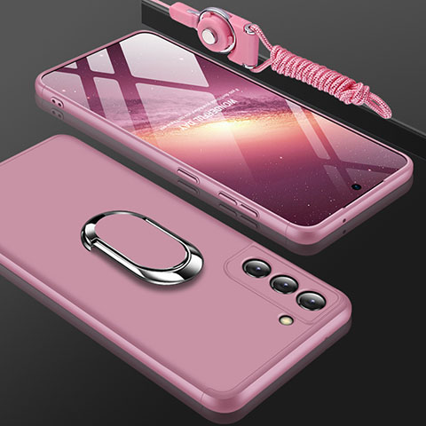 Funda Dura Plastico Rigida Carcasa Mate Frontal y Trasera 360 Grados M01 para Samsung Galaxy S21 Plus 5G Oro Rosa