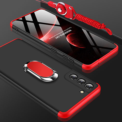 Funda Dura Plastico Rigida Carcasa Mate Frontal y Trasera 360 Grados M01 para Samsung Galaxy S22 5G Rojo y Negro