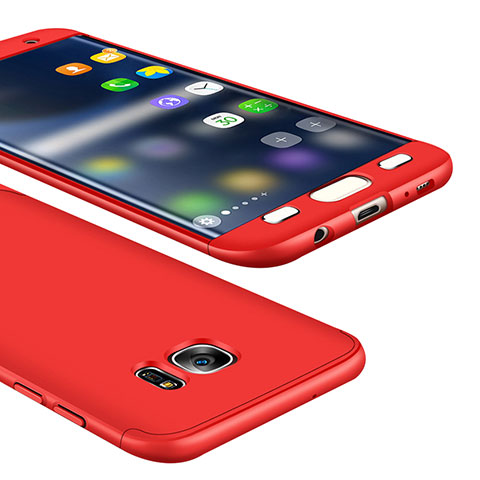 Funda Dura Plastico Rigida Carcasa Mate Frontal y Trasera 360 Grados M01 para Samsung Galaxy S7 Edge G935F Rojo