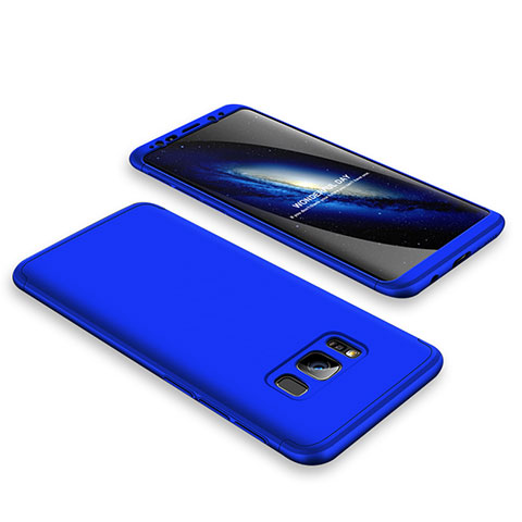 Funda Dura Plastico Rigida Carcasa Mate Frontal y Trasera 360 Grados M01 para Samsung Galaxy S8 Azul