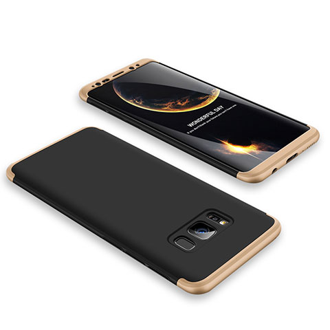 Funda Dura Plastico Rigida Carcasa Mate Frontal y Trasera 360 Grados M01 para Samsung Galaxy S8 Oro y Negro