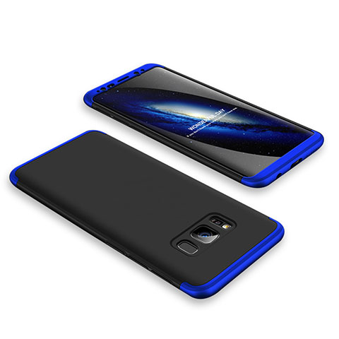 Funda Dura Plastico Rigida Carcasa Mate Frontal y Trasera 360 Grados M01 para Samsung Galaxy S8 Plus Azul y Negro