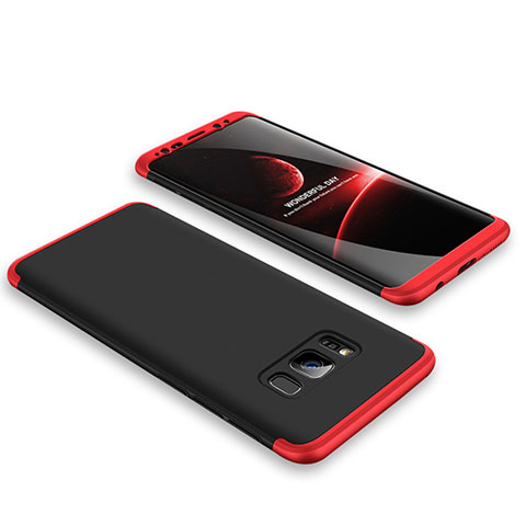 Funda Dura Plastico Rigida Carcasa Mate Frontal y Trasera 360 Grados M01 para Samsung Galaxy S8 Rojo y Negro