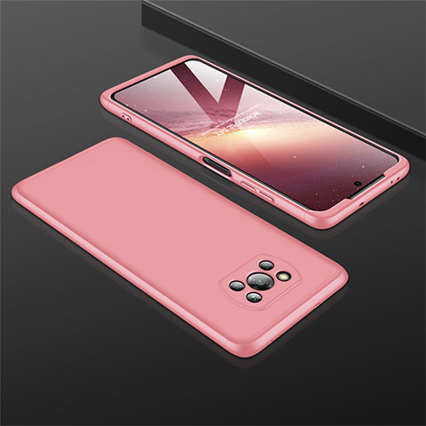 Funda Dura Plastico Rigida Carcasa Mate Frontal y Trasera 360 Grados M01 para Xiaomi Poco X3 NFC Oro Rosa