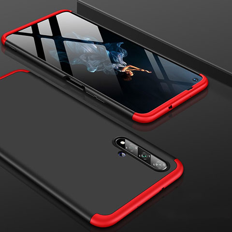 Funda Dura Plastico Rigida Carcasa Mate Frontal y Trasera 360 Grados P01 para Huawei Honor 20 Rojo y Negro