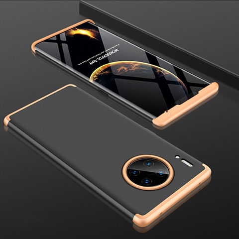 Funda Dura Plastico Rigida Carcasa Mate Frontal y Trasera 360 Grados P01 para Huawei Mate 30 5G Oro y Negro