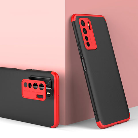 Funda Dura Plastico Rigida Carcasa Mate Frontal y Trasera 360 Grados P01 para Huawei P40 Lite 5G Rojo y Negro