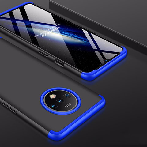 Funda Dura Plastico Rigida Carcasa Mate Frontal y Trasera 360 Grados P01 para OnePlus 7T Azul y Negro