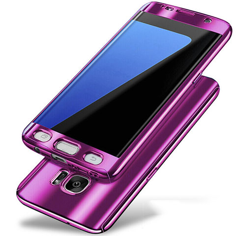 Funda Dura Plastico Rigida Carcasa Mate Frontal y Trasera 360 Grados P01 para Samsung Galaxy S7 Edge G935F Morado