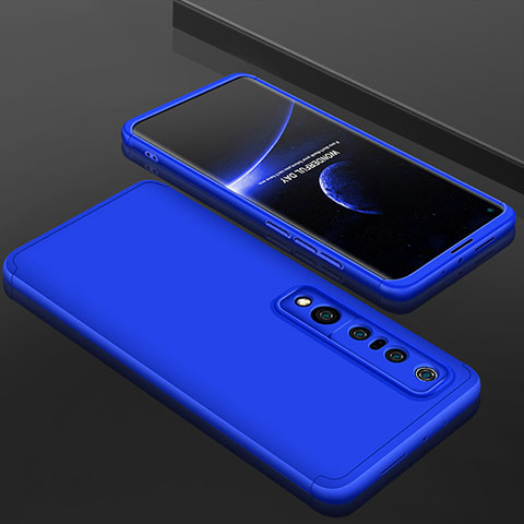 Funda Dura Plastico Rigida Carcasa Mate Frontal y Trasera 360 Grados P01 para Xiaomi Mi 10 Pro Azul