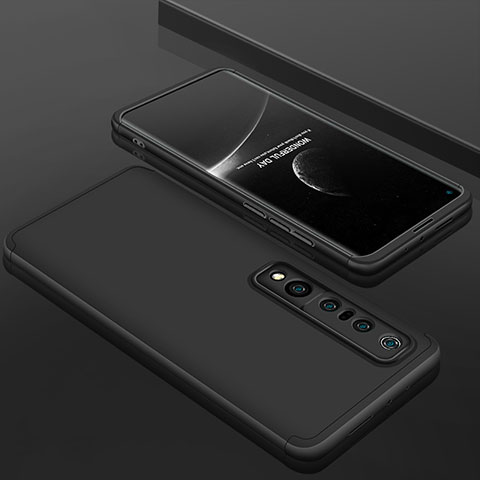 Funda Dura Plastico Rigida Carcasa Mate Frontal y Trasera 360 Grados P01 para Xiaomi Mi 10 Pro Negro