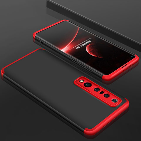 Funda Dura Plastico Rigida Carcasa Mate Frontal y Trasera 360 Grados P01 para Xiaomi Mi 10 Pro Rojo y Negro