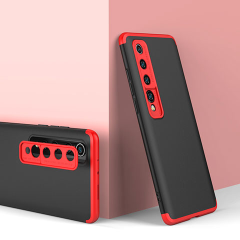 Funda Dura Plastico Rigida Carcasa Mate Frontal y Trasera 360 Grados P01 para Xiaomi Mi 10 Rojo y Negro