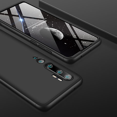 Funda Dura Plastico Rigida Carcasa Mate Frontal y Trasera 360 Grados P01 para Xiaomi Mi Note 10 Pro Negro