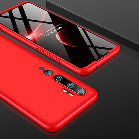 Funda Dura Plastico Rigida Carcasa Mate Frontal y Trasera 360 Grados P01 para Xiaomi Mi Note 10 Rojo
