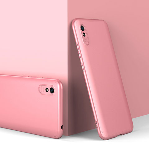 Funda Dura Plastico Rigida Carcasa Mate Frontal y Trasera 360 Grados P01 para Xiaomi Redmi 9AT Oro Rosa