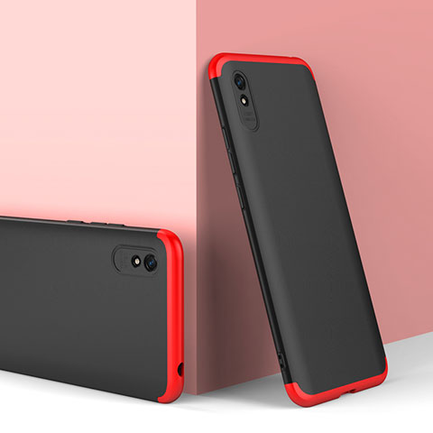 Funda Dura Plastico Rigida Carcasa Mate Frontal y Trasera 360 Grados P01 para Xiaomi Redmi 9AT Rojo y Negro