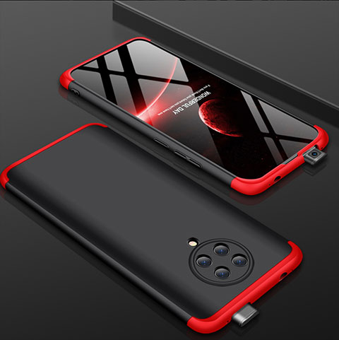 Funda Dura Plastico Rigida Carcasa Mate Frontal y Trasera 360 Grados P01 para Xiaomi Redmi K30 Pro 5G Rojo y Negro