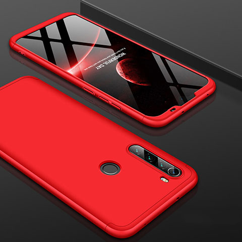 Funda Dura Plastico Rigida Carcasa Mate Frontal y Trasera 360 Grados P01 para Xiaomi Redmi Note 8 (2021) Rojo