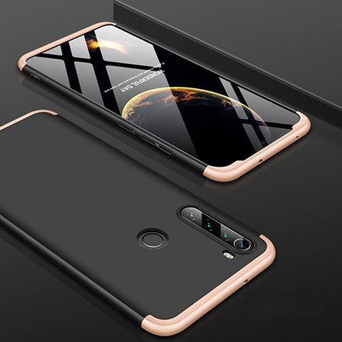 Funda Dura Plastico Rigida Carcasa Mate Frontal y Trasera 360 Grados P01 para Xiaomi Redmi Note 8 Oro y Negro