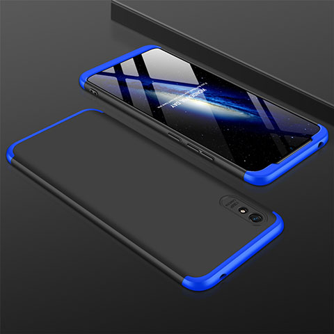 Funda Dura Plastico Rigida Carcasa Mate Frontal y Trasera 360 Grados P03 para Xiaomi Redmi 9AT Azul y Negro