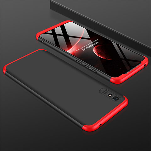Funda Dura Plastico Rigida Carcasa Mate Frontal y Trasera 360 Grados P03 para Xiaomi Redmi 9AT Rojo y Negro