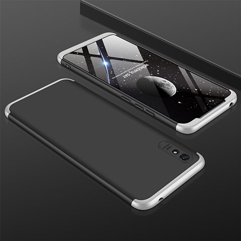 Funda Dura Plastico Rigida Carcasa Mate Frontal y Trasera 360 Grados P03 para Xiaomi Redmi 9i Plata y Negro