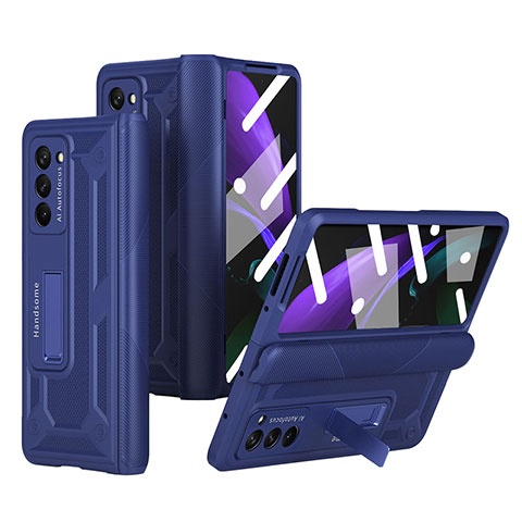 Funda Dura Plastico Rigida Carcasa Mate Frontal y Trasera 360 Grados P06 para Samsung Galaxy Z Fold2 5G Azul
