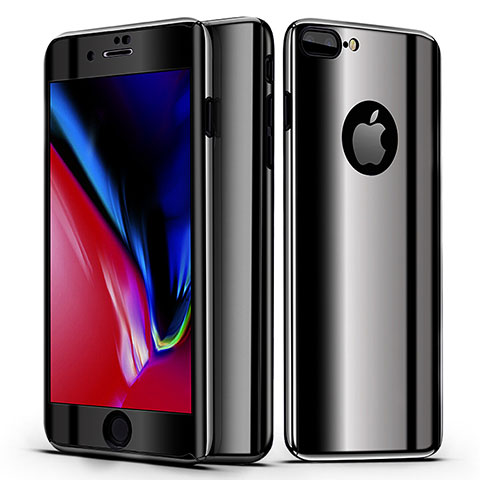 Funda Dura Plastico Rigida Carcasa Mate Frontal y Trasera 360 Grados para Apple iPhone 8 Plus Negro