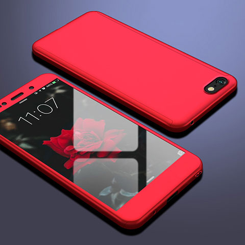 Funda Dura Plastico Rigida Carcasa Mate Frontal y Trasera 360 Grados para Huawei Enjoy 8e Lite Rojo