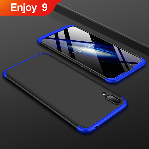 Funda Dura Plastico Rigida Carcasa Mate Frontal y Trasera 360 Grados para Huawei Enjoy 9 Azul y Negro