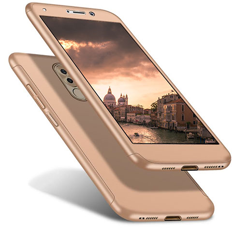 Funda Dura Plastico Rigida Carcasa Mate Frontal y Trasera 360 Grados para Huawei GR5 (2017) Oro