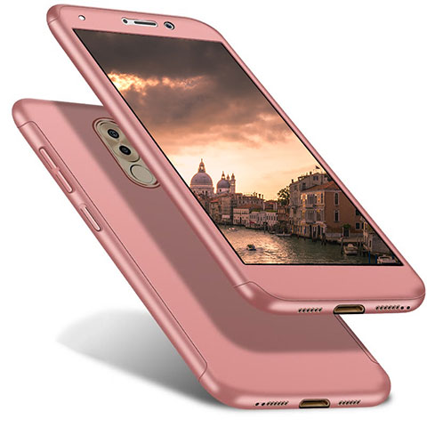 Funda Dura Plastico Rigida Carcasa Mate Frontal y Trasera 360 Grados para Huawei Honor 6X Pro Oro Rosa