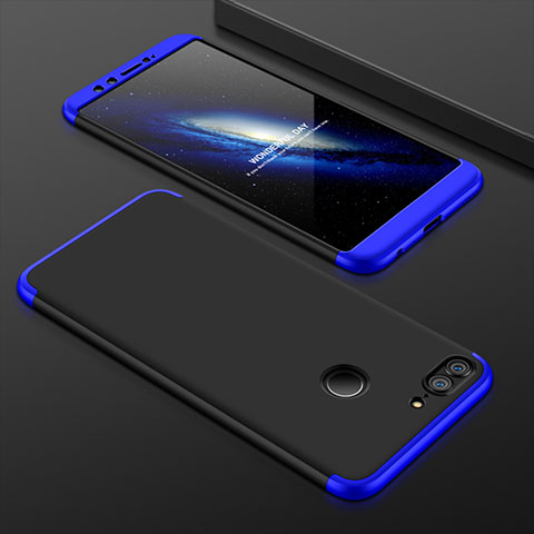 Funda Dura Plastico Rigida Carcasa Mate Frontal y Trasera 360 Grados para Huawei Honor 9 Lite Azul y Negro