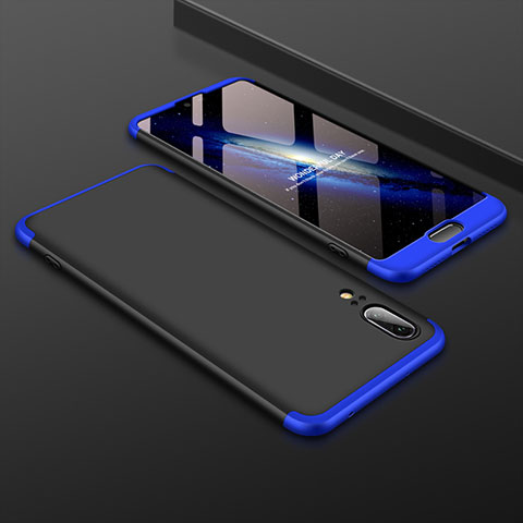 Funda Dura Plastico Rigida Carcasa Mate Frontal y Trasera 360 Grados para Huawei P20 Azul y Negro