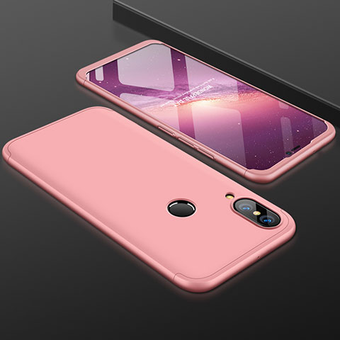 Funda Dura Plastico Rigida Carcasa Mate Frontal y Trasera 360 Grados para Huawei P20 Lite Oro Rosa