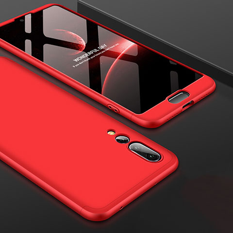 Funda Dura Plastico Rigida Carcasa Mate Frontal y Trasera 360 Grados para Huawei P20 Pro Rojo