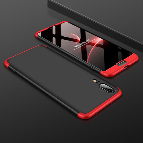 Funda Dura Plastico Rigida Carcasa Mate Frontal y Trasera 360 Grados para Huawei P20 Rojo y Negro