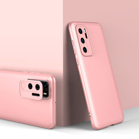 Funda Dura Plastico Rigida Carcasa Mate Frontal y Trasera 360 Grados para Huawei P40 Oro Rosa