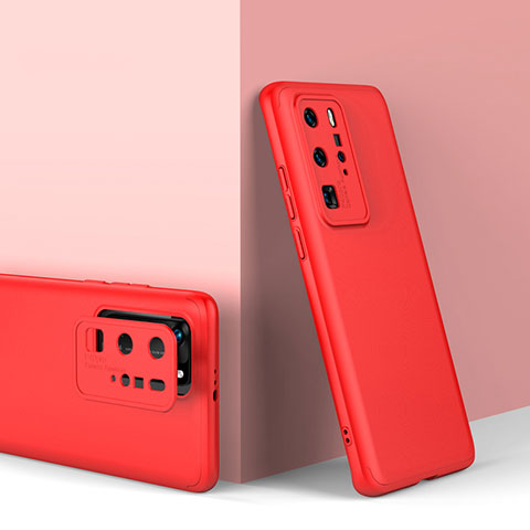 Funda Dura Plastico Rigida Carcasa Mate Frontal y Trasera 360 Grados para Huawei P40 Pro Rojo